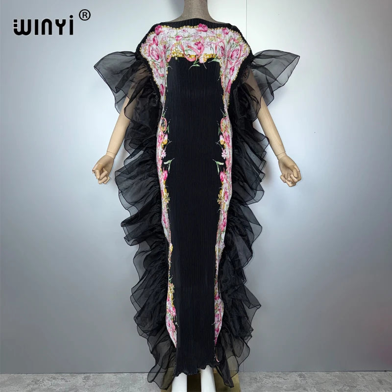 Africa Pleated Elastic Slim Dress - Beach Kaftan Party Dress