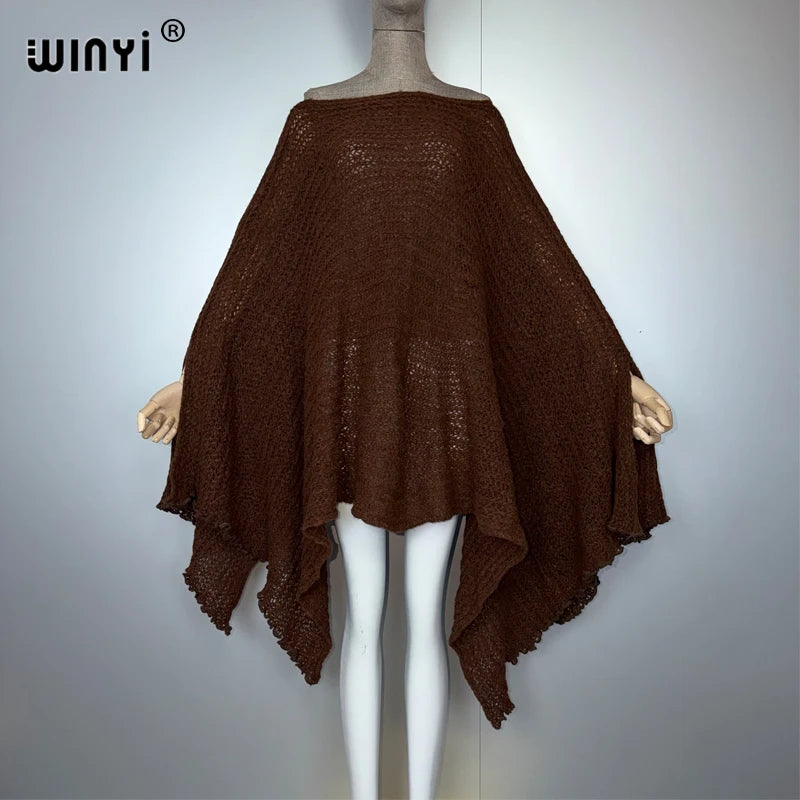 Africa Cloak Holiday Kaftan - Solid Color Elegant Robe Poncho