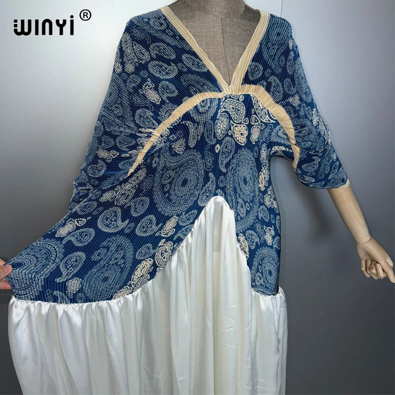 Pleated Elastic Slim Dress - Holiday Beach Fashion Kaftan