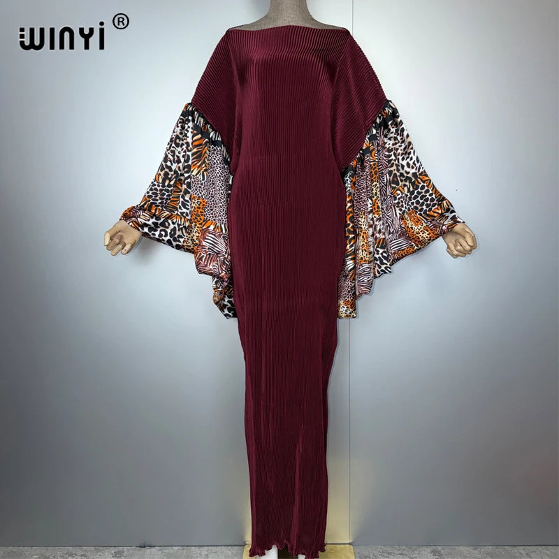 Bubble Sleeve Pleated Fashion Dress - Evening Party Wear