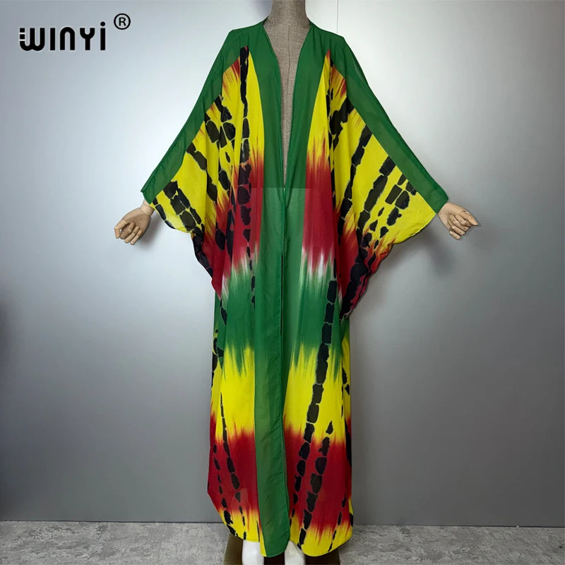 Africa Fashion Print Kimono - Boho Beach Cardigan Maxi Coat