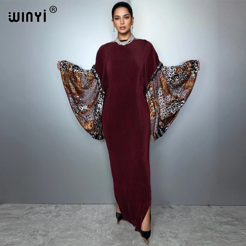 Bubble Sleeve Pleated Fashion Dress - Evening Party Wear