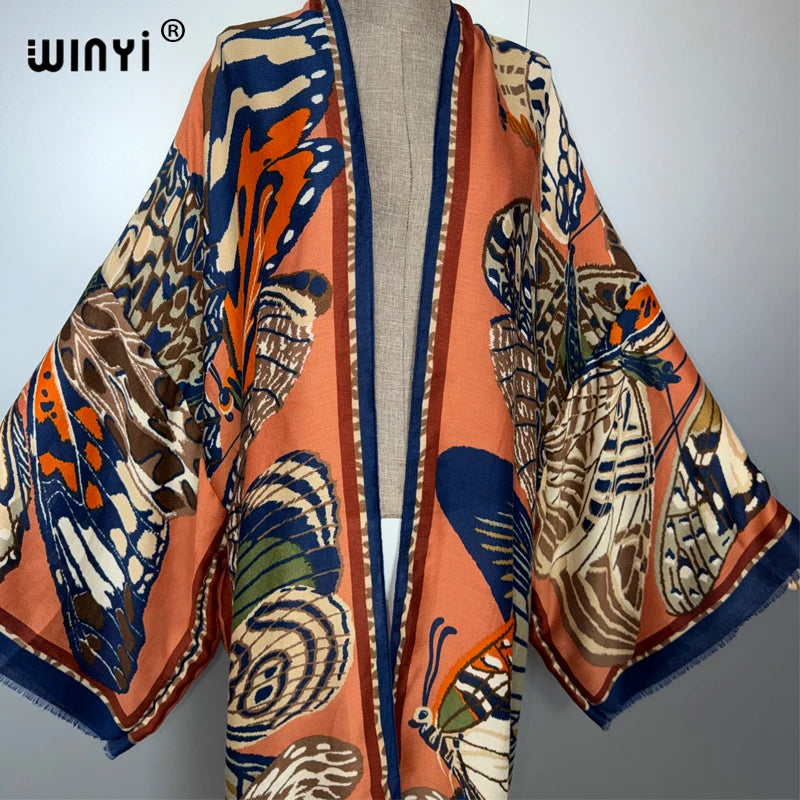 Africa Fashion Kimono Maxi Dress - Boho Print Cardigan