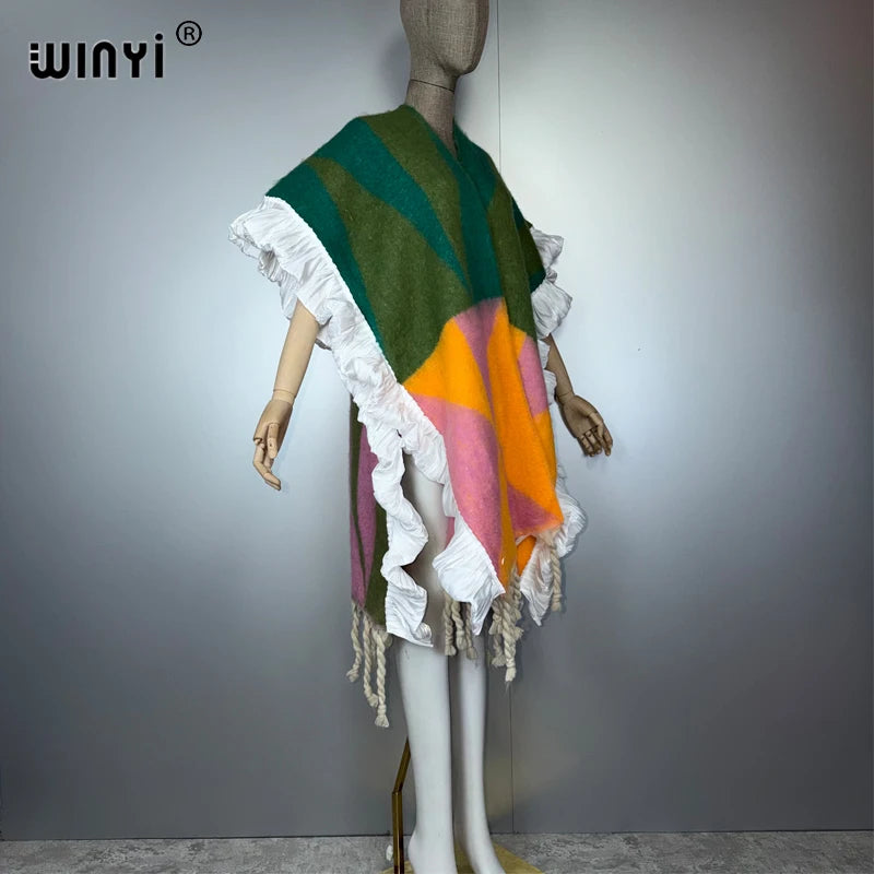 Designer Cape Warm Coat - Cardigan Abaya Cloak Poncho