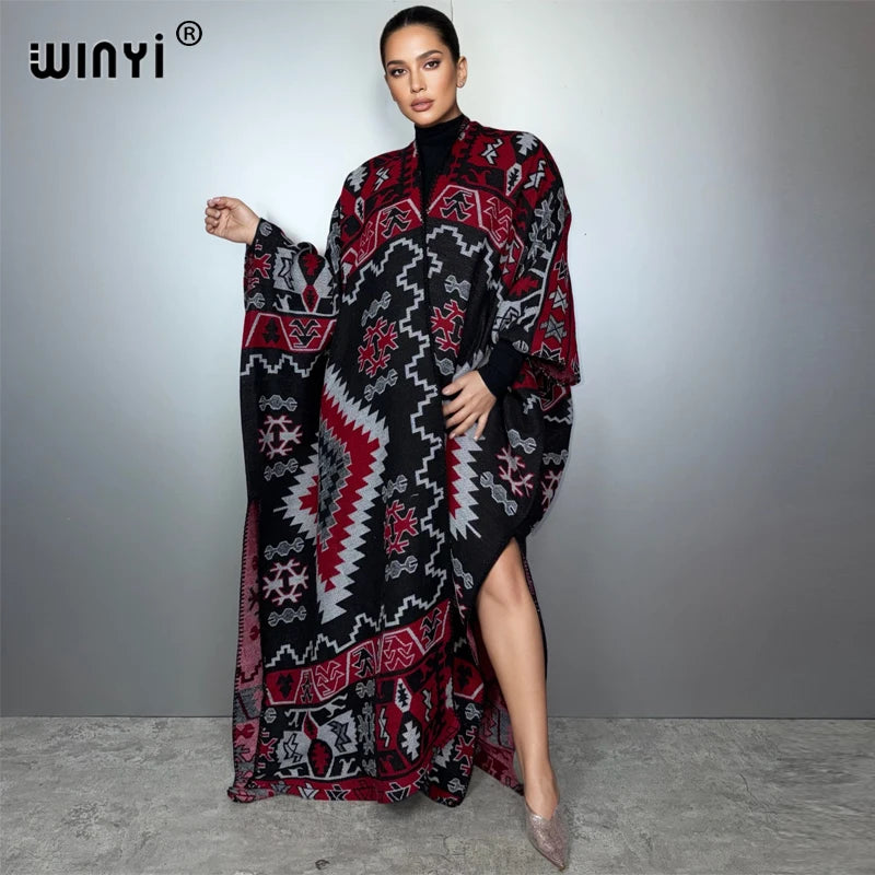 Cardigan Africa Print - Warm Kimono Poncho Abaya Dress