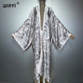 African Kimono Cashew Print - Boho Abaya Beach Cover Up