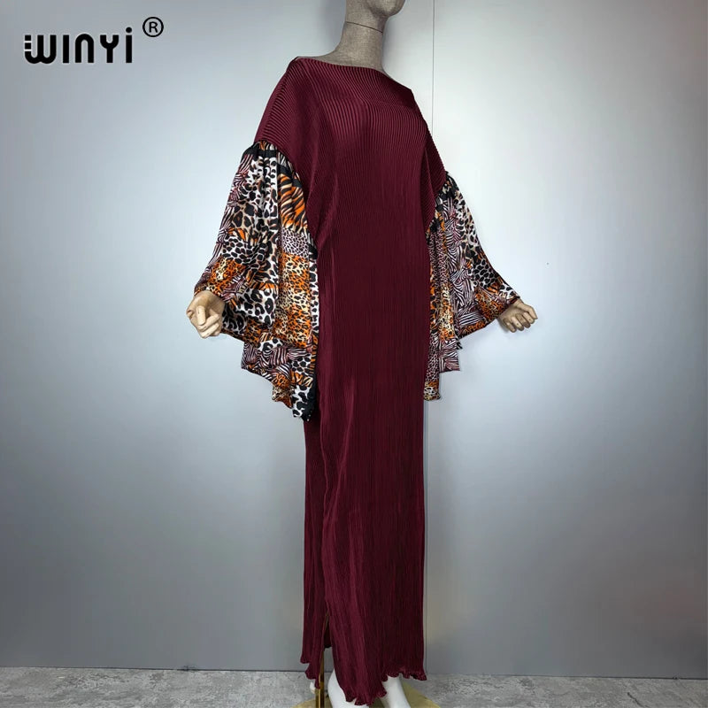 Bubble Sleeve Pleated Fashion Dress - Evening Party Wear