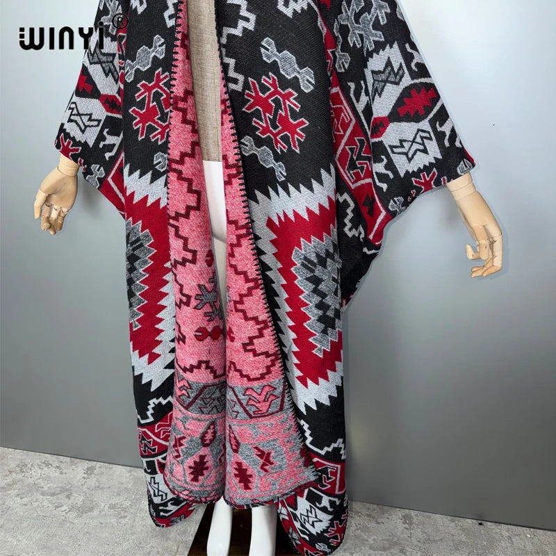 Cardigan Africa Print - Warm Kimono Poncho Abaya Dress