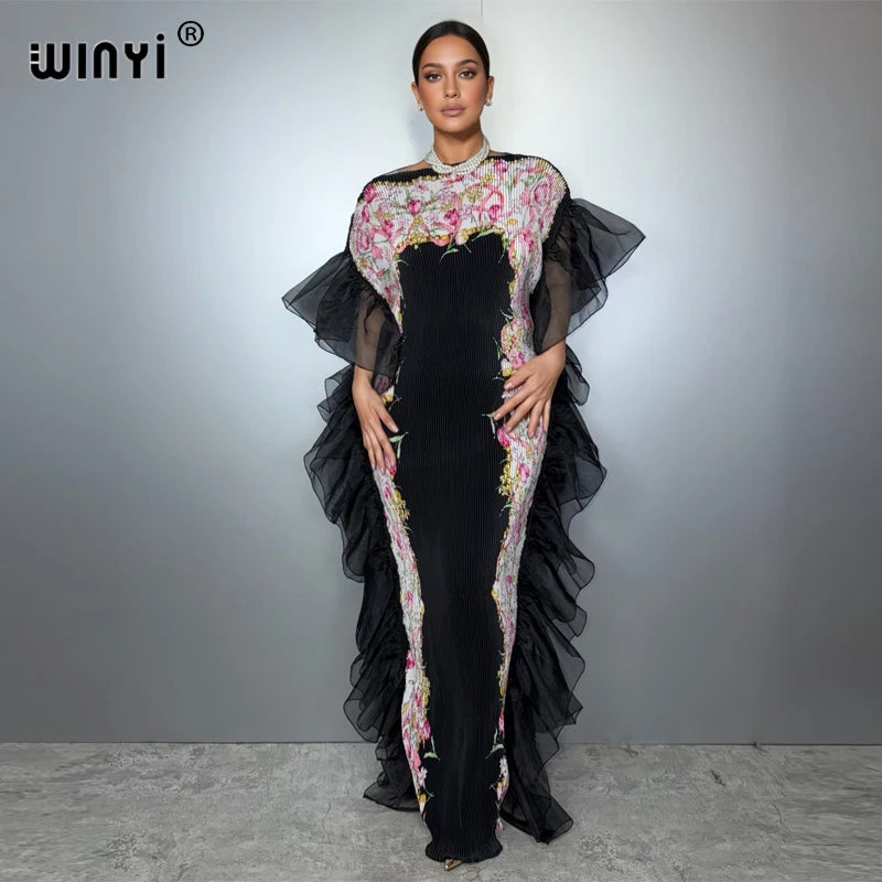 Africa Pleated Elastic Slim Dress - Beach Kaftan Party Dress
