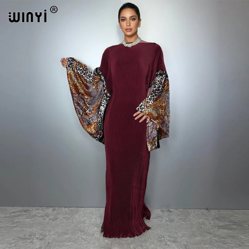 Bubble Sleeve Pleated Fashion Dress - Evening Party Wear
