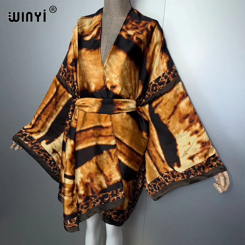 Kimono Beach Cover Up - Boho Cardigan with Self Belt