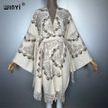 Tassel Embroidery Long Sleeve Coat - Warm Robe Cardigan Abaya