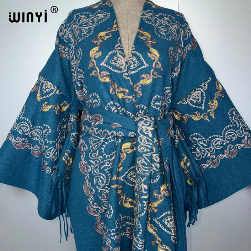 Winter Tassel Embroidery Coat - Thick Warm Kimono Cardigan