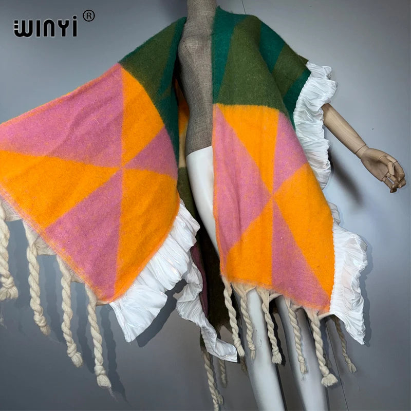 Designer Cape Warm Coat - Cardigan Abaya Cloak Poncho