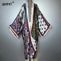 Africa Boho Kimonos Open Front Caftan - Beach Cover Up Maxi Coat