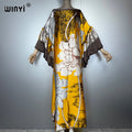 Puff Sleeves Evening Dress - Loose Print Kaftan Party Abaya