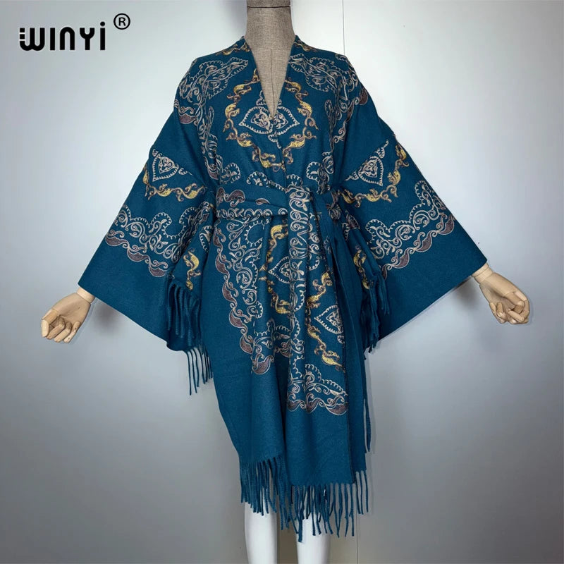 Winter Tassel Embroidery Coat - Thick Warm Kimono Cardigan
