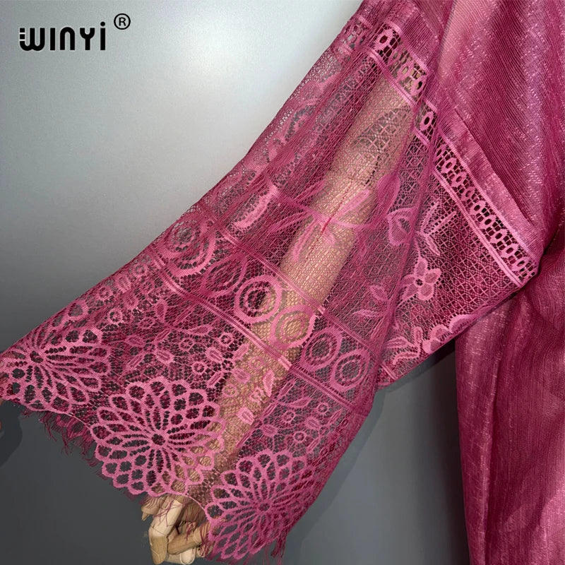 Lace Perspective Dress - Elegant Beach Cover Up Kaftan