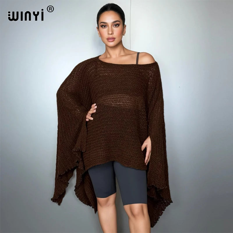 Africa Cloak Holiday Kaftan - Solid Color Elegant Robe Poncho