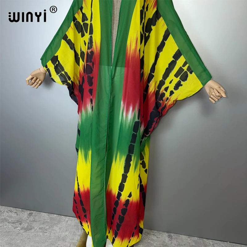 Africa Fashion Print Kimono - Boho Beach Cardigan Maxi Coat