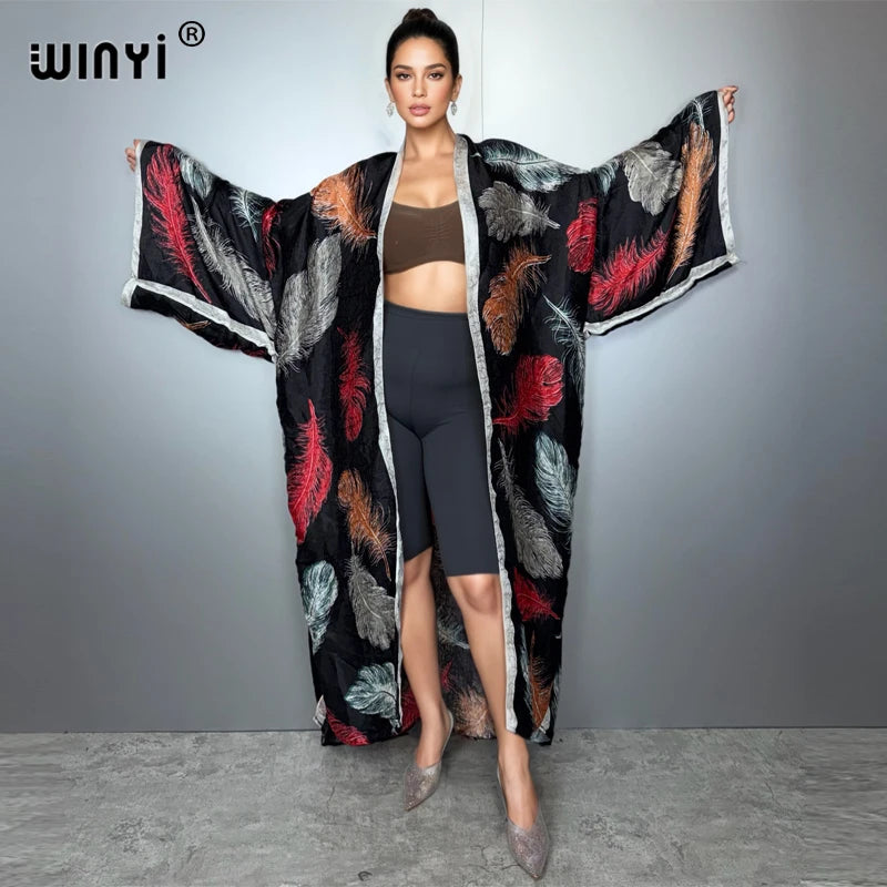 Africa New Print Kimono - Long Beach Cardigan Maxi Coat