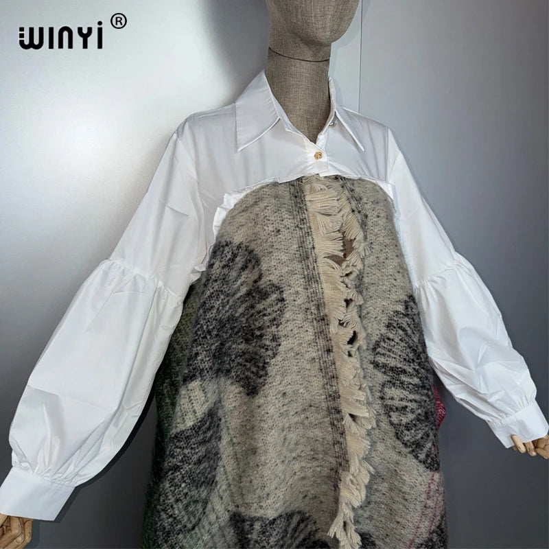 Winter Luxury Dress Coat - Elegant Loose Overcoat with Poncho Style
