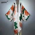 Boho Print Kimono Long Dress - Beach Cover Up Maxi Coat