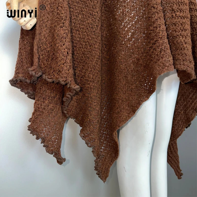 Africa Cloak Holiday Kaftan - Solid Color Elegant Robe Poncho