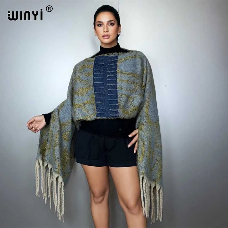 Designer Catwalk Poncho - Holiday Elegant Cape Cloak