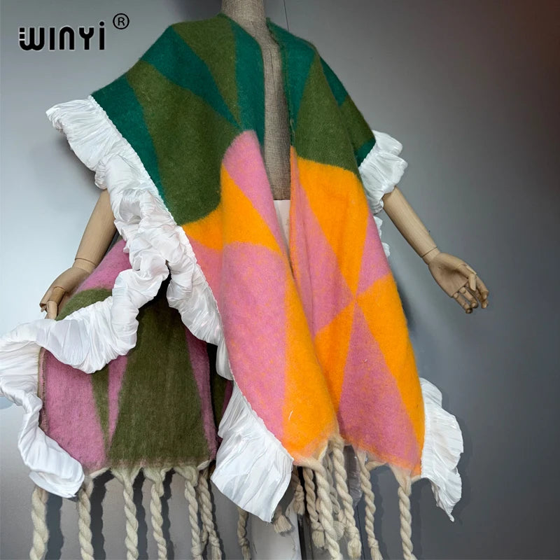 Designer Cape Warm Coat - Cardigan Abaya Cloak Poncho