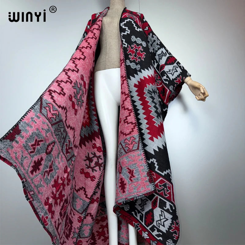Cardigan Africa Print - Warm Kimono Poncho Abaya Dress