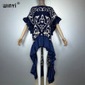Pleated Irregular Dress - Loose Boho Robe Evening Kaftan