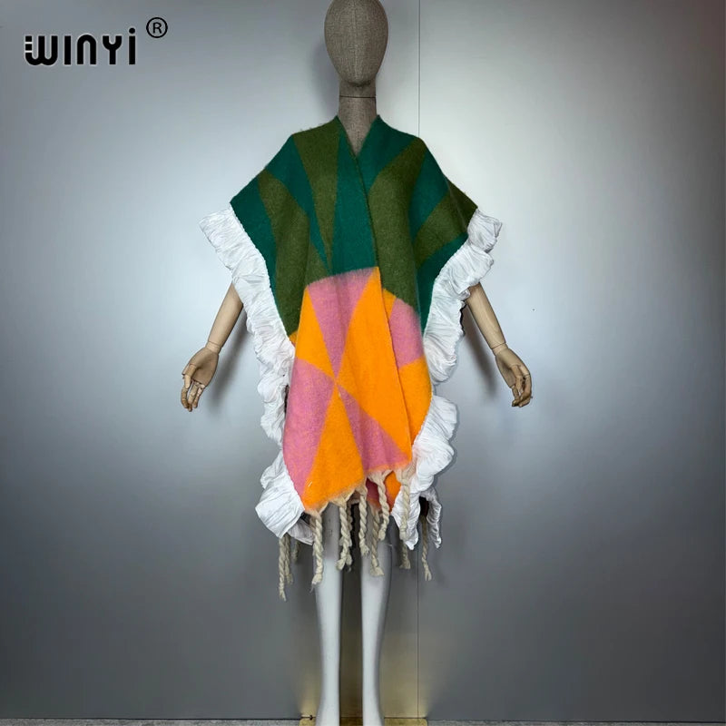 Designer Cape Warm Coat - Cardigan Abaya Cloak Poncho