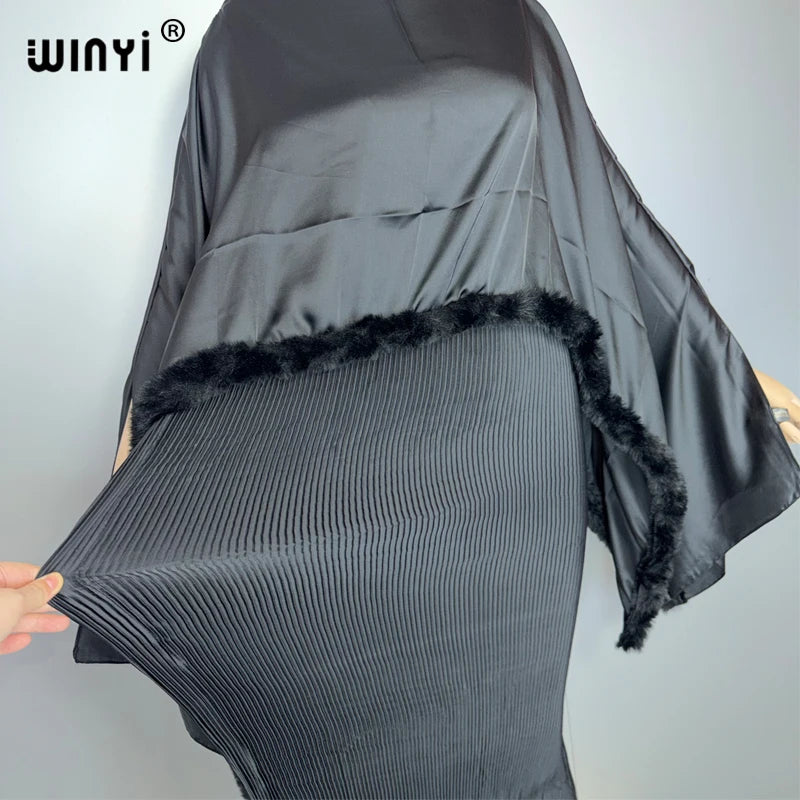 Elastic Slim Pleated Dress - Beach Wear Holiday Kaftan Abaya