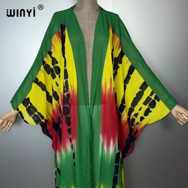 Africa Fashion Print Kimono - Boho Beach Cardigan Maxi Coat