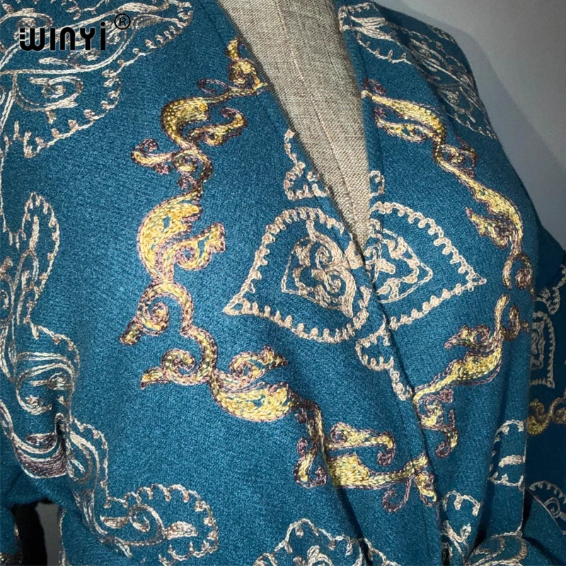 Winter Tassel Embroidery Coat - Thick Warm Kimono Cardigan