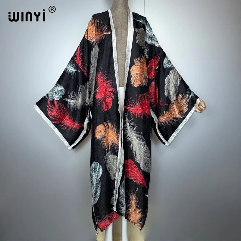 Africa New Print Kimono - Long Beach Cardigan Maxi Coat