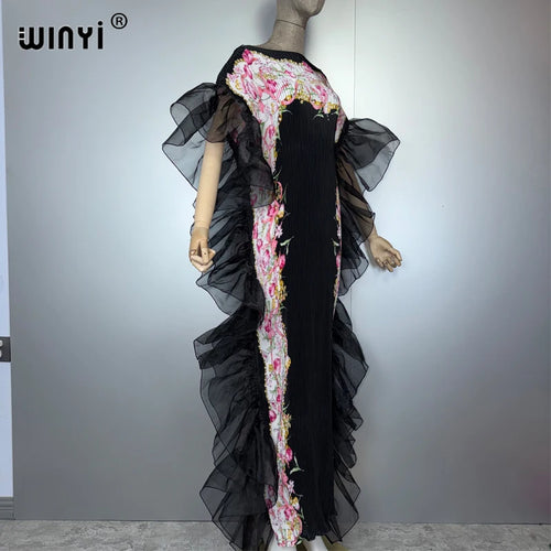 Africa Pleated Elastic Slim Dress - Beach Kaftan Party Dress