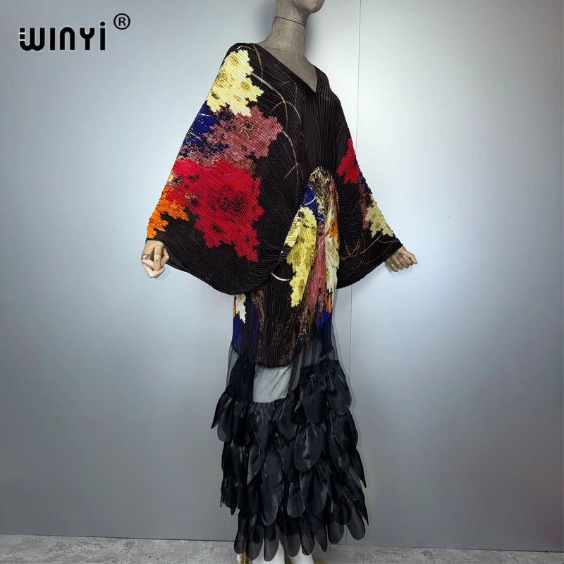 Pleated Elastic Loose Dress - Beach Cover Up Party Dress